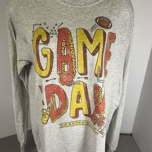 Jerzees Kansas City chiefs Gray Game Day Sweatshirt with Red and Yellow Graphics